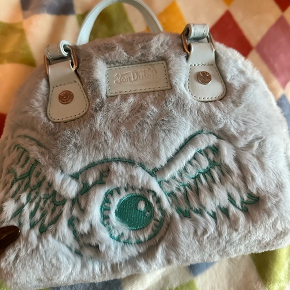Von Dutch baby blue fluffy bowler bag